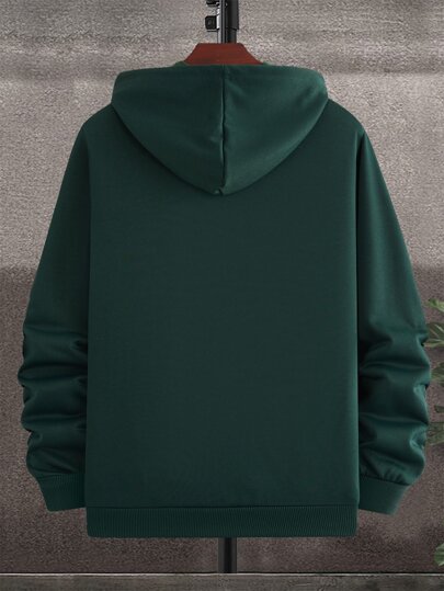 Manfinity Homme هودي غزال مطرز سحاب ربع رباط للرجال