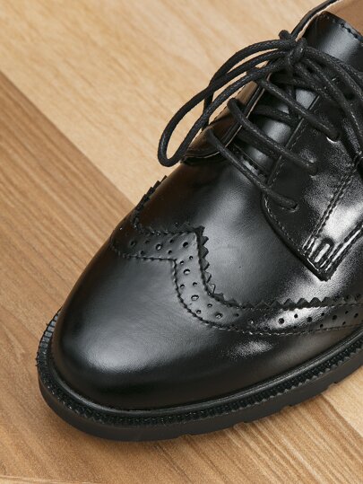 أحذية أوكسفورد حريمي رباط امامي أحذية أكسفورد , أسود أنيق موحد اللون للنساء أحذية مسطحة