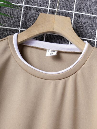 SHEIN تي شيرت 2 في 1 تفاصيل مرقع بعبارة ولد طفل