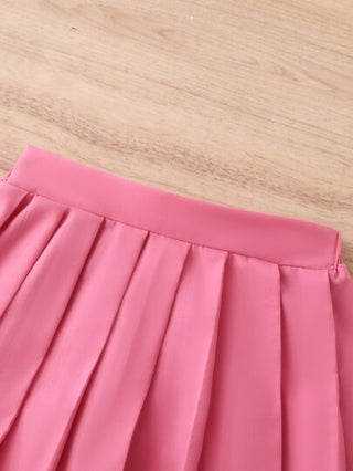 girls sets ثوب مجموعة فتاة مراهقة مكون من تيشيرت مطبوع بالحروف الأبجدية وتنورة مجسمة بأسلوب حلو، نمط الحروف الأبجدية و هيم تنورة مجسمة، خصر مرتفع