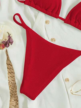 SHEIN Swim بكيني أحادي اللون بطراز بسيط للشاطئ صيف 2022