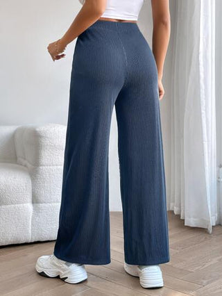 PETITE بنطلون طول كامل ذو خصر عالي مصنوع من الأريب المضلع'