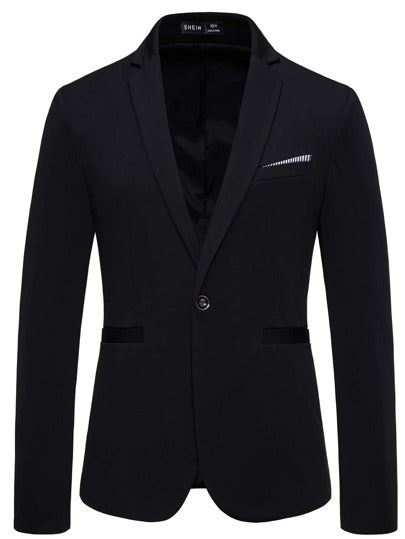 Manfinity Mode جاكيت ياقة مطوي مسنن زر احادي للرجال