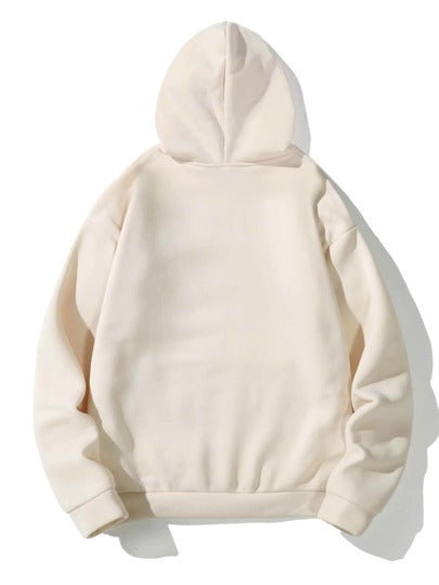 Manfinity Hypemode هودي حراري بجيب الكانغر مع رسومات شعارات للرجال، كتابات، أكمام طويلة، كاجوال، هدية للحبيب، ملون