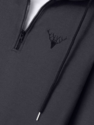 Manfinity Homme هودي غزال مطرز سحاب ربع رباط للرجال