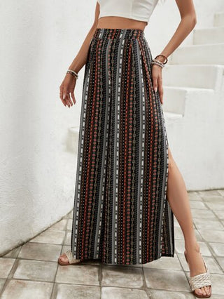 SHEIN VCAY بنطلون بساق واسع طباعة هندسية فتحة للفخذ