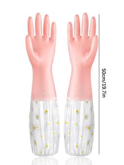 زوج من قفازات غسيل الأطباق العازلة للحرارة، سميكة، مقاومة للماء والانزلاق، وقائية، للمطبخ والحمام والمنزل وموردي المنزليات