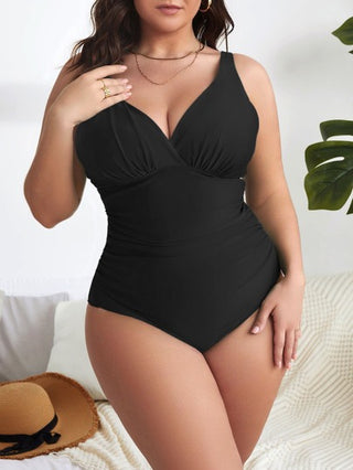 Swim Basics ملابس سباحة قطعة واحدة ثنية مقاس كبير