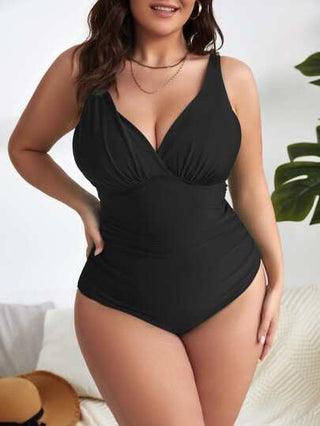 Swim Basics ملابس سباحة قطعة واحدة ثنية مقاس كبير