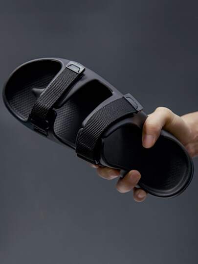 أسود حذاء للرجال لاصق سحري شباشب و حذاء سلايد