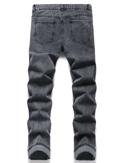 Manfinity LEGND جينز بساق مستقيم ممزق للرجال