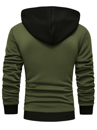 Manfinity Homme هودي----------ز رجالي با-تصميم رقعي وجيب كنغر وسحاب، أكمام طويلة ومنقوشة، مُناسَبة كهدايا للأصدقاء والأزواج والصديق