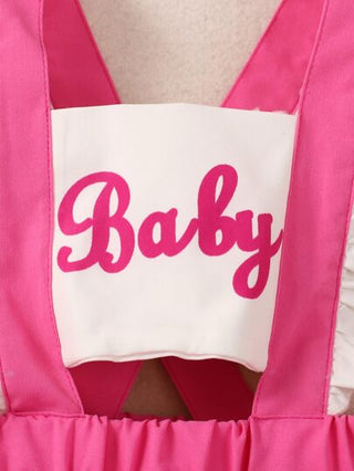 فساتين بيبي فستان طفلة معلق حروف جرافيكية مع حواف مكشكشة