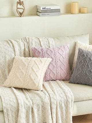 غطاء وسادة معنق هندسي بدون حشو وغطاء وسادة بيج للأريكة