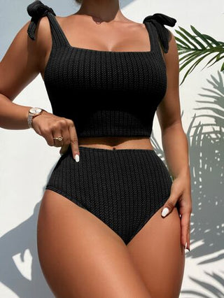 طقم تانكيني حريمي Swim محكم تانكيني سباحة طقم بربطة كتف لباس علوي & خصر عالي لباس قيعان 2قطع بدلة سباحة