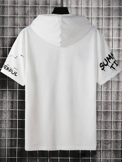 Manfinity EMRG تي شيرت حبر سبلاش و بطباعة أحرف رباط قبعة للرجال