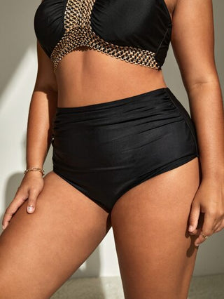 Swim Basics بلوزة سباحة ذات خصر مرتفع بتجعيد مقاس كبير للصيف