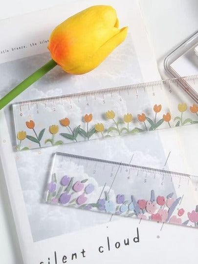 أدوات مكتبية ومدرسية مسطرة نمط زهري قطعة واحدة