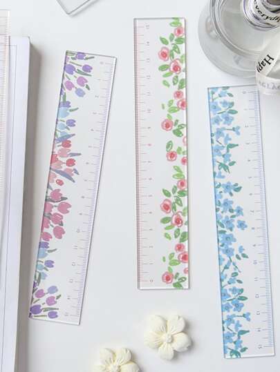 أدوات مكتبية ومدرسية مسطرة نمط زهري قطعة واحدة