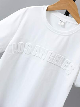 SHEIN تي شيرت فضفاض عارضة مناسب مريح للتنفس مع بطباعة حروف ولد طفل