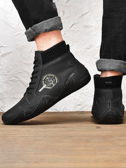 بنطلون يدوي الصنع للرجال للاستخدام الخارجي ذو كاحل عاٍل، بوت كاوبوي غربية خفيفة الوزن وقابلة للتنفس، بوت أكسفورد غير انزلاقية قوية وأحذية ديربي