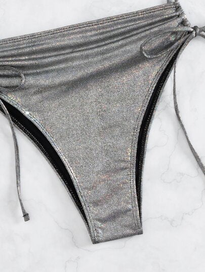 مايوه حريمي قطعة واحدة Swim بدلة سباحة قطعة واحدة معدنية متقطعة ذات كتف واحد بخيط شد جانبي للصيف