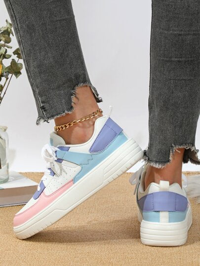 أحذية سكيت ألوان متباينة رباط امامي