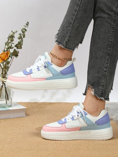 أحذية سكيت ألوان متباينة رباط امامي