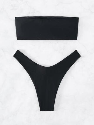 Swim Basics مجموعة بيكيني عالي القطع بحزام ريب مطبوع لفصل الصيف