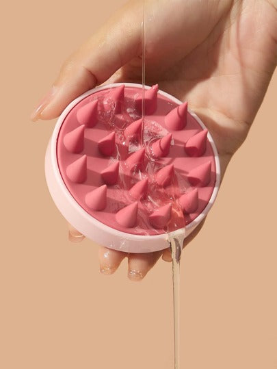 SHEIN Basic living قطعة واحدة فرشاة تدليك فروة الرأس وفرشاة لغسل الشعر ذات شعيرات سيليكون ناعمة، لاستخدام الرطب والجاف، مع حقيبة، ومنظم، وتخزين وكبكات شعر