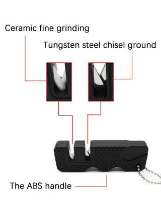 قطعة واحدة من شاحذ السكاكين المحمول بإطار يد، شاحذ سكاكين مصغر بسلسلة مفاتيح للطهي بالخارج للبيع