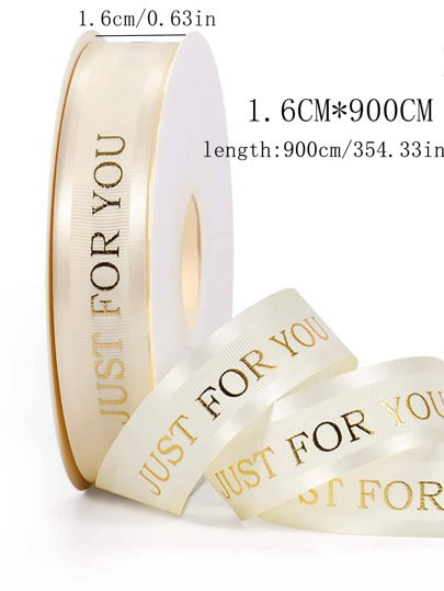 1 لفة شريط جروسجرين مطليفضي بالأحرف، مناسب لهدايا الزهور وتعبئة الكيك والأعمال اليدوية