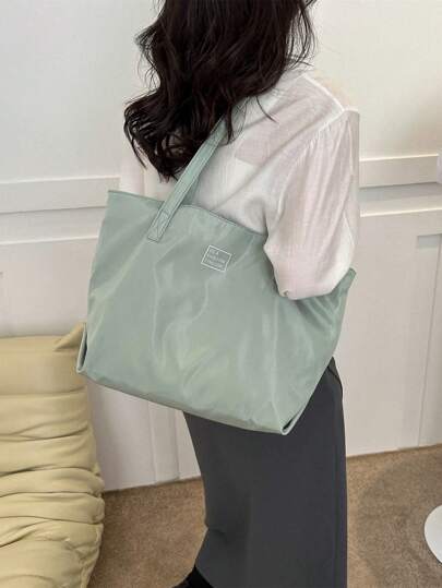 حقيبة تسوق ذات رسم حرف، سعة كبيرة مزودة بسحاب، حقيبة مدرسية، سعة كبيرة، محمولة، خفيفة الوزن، مناسبة للمراهقات والنساء طلاب الكلية، مثالية للعودة إلى المدرسة، الكلية، المرحلة المتوسطة، المرحلة الثانوية، عيد البطريك