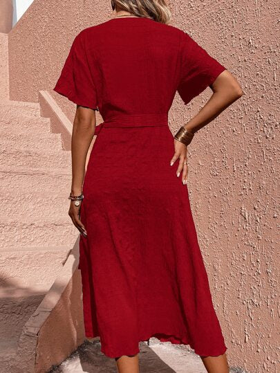 Clasi فستان لف شرايط عقدة متماسك من الجنب لملابس رأس السنة للنساء مقاس ماكسي