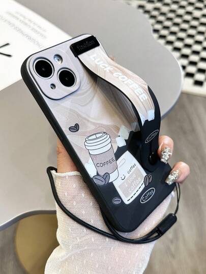 1قطعة غطاء هاتف مع سوار معصم رسم TPU مع وظيفة حامل، مع رباط يد، متوافق مع iPhone 15، 15 برو، 15 بلس، 15 برو ماكس، موديلات Samsung متوافقة مع iPhone15/15 Plus/15Pro/15Promax