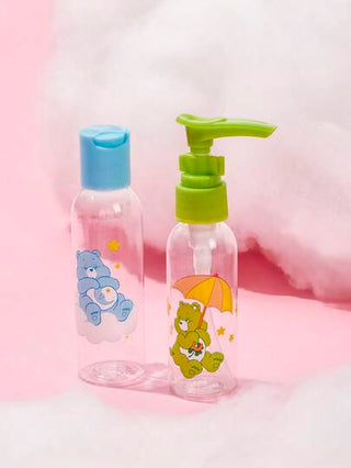SHEIN X Care Bears 6 قطع مجموعة زجاجات مزينة بشكل دب كرتوني مع حقيبة تخزين، دب البهجة، دب ذا الامزاج السيئ، دب وقت النوم، دب الحظ السعيد، هدية
