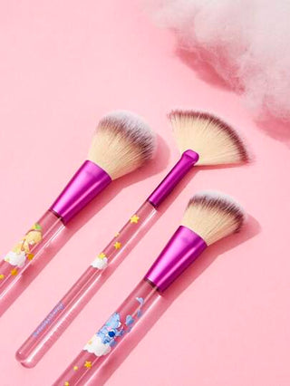 SHEIN X Care Bears 3 قطع مجموعة فرش مكياج كير بير مع حافظة ، دب التفاؤل ، الدب الكئيب ، جيد ، دب فن الانبساط ، هدايا