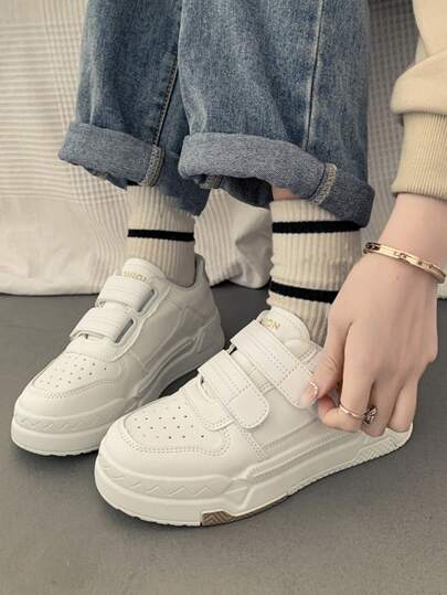 رياضي أحذية سكيت للنساء , تفاصيل الغرزة لاصق سحري حذاء رياضي