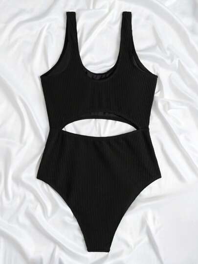 مايوه حريمي قطعة واحدة Swim Basics ملابس سباحة قطعة واحدة قص مجوف