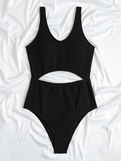 مايوه حريمي قطعة واحدة Swim Basics ملابس سباحة قطعة واحدة قص مجوف