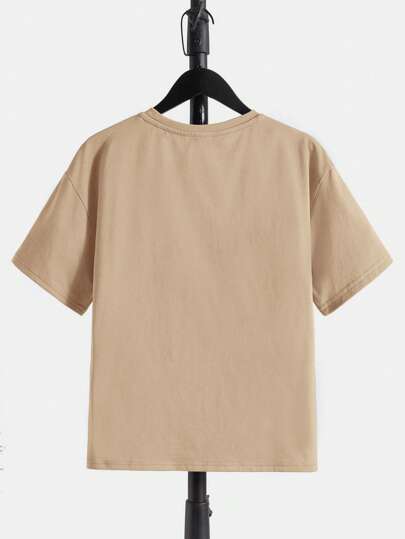 SHEIN بلوزة قصيرة الأكمام بطبعة الدب المنقوش على الحمالات والكتف خفيفة للفتى المراهق، مناسبة للصيف