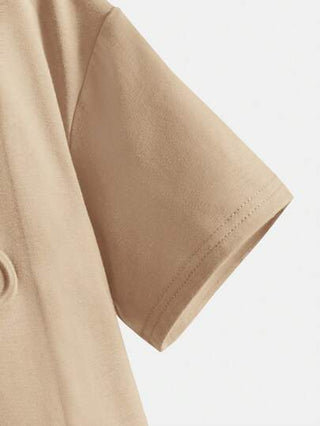 SHEIN بلوزة قصيرة الأكمام بطبعة الدب المنقوش على الحمالات والكتف خفيفة للفتى المراهق، مناسبة للصيف