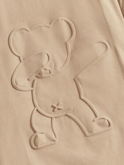 SHEIN بلوزة قصيرة الأكمام بطبعة الدب المنقوش على الحمالات والكتف خفيفة للفتى المراهق، مناسبة للصيف