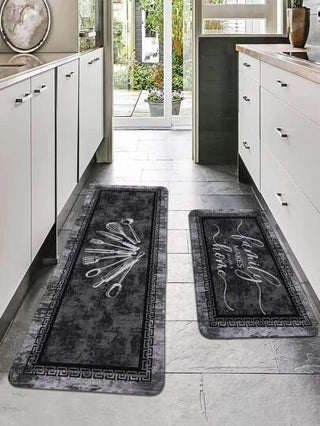 سجادة مطبخية بتصميم أدوات المطبخ، سجادة بوليستر عتيقة مضادة للانزلاق للمطبخ، لديكور الغرفة