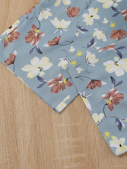 بيجاما بجامة كاجوال لفتيات المراهقات مطبوعة بطبعة زهرية على لون أساسي