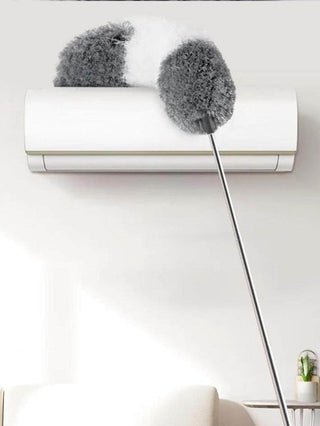 فرشاة مكافحة الكهرباء الساكنة لتنظيف الغبار بأسفل مستوى الأرض وعصا قابلة للتمدد للتحكم بالحجم