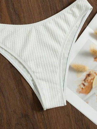 Swim ملابس سباحة بيكيني موحدة اللون محبوك مضلع