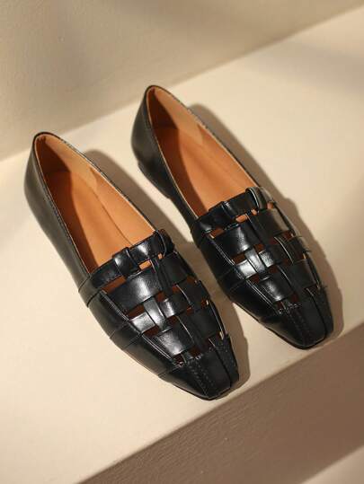 عطلة حذاء لوفر مسطح الى تفاصيل محبوك حذاء مسطح سهل الارتداء