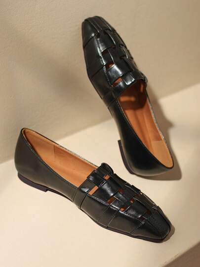 عطلة حذاء لوفر مسطح الى تفاصيل محبوك حذاء مسطح سهل الارتداء