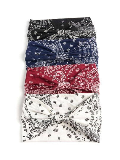 4 قطع للنساء ضمادة شعر بطبعة البيزلي للحياة اليومية البوهيميةرمضان